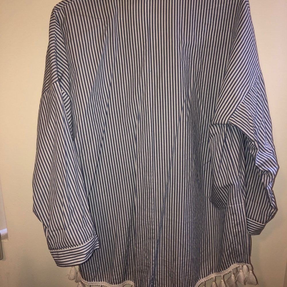 Forever 21 Oversized Button Up Short with Fringe